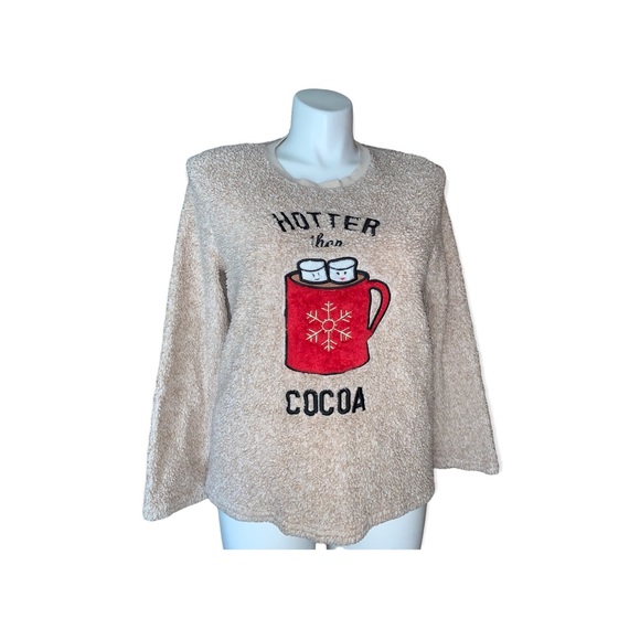 Secret Treasures SleepWear Cozy Sweater Hotter Then Cocoa Shirt, Size L (12-14) - Picture 8 of 10